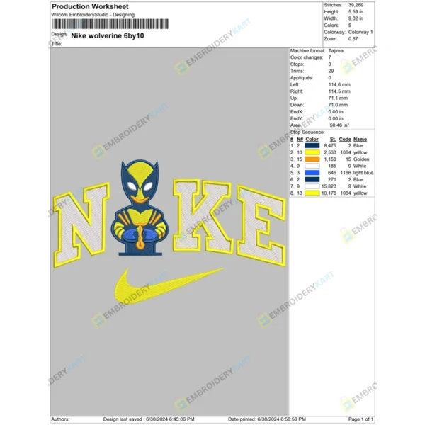 Nike wolverine X Deadpool Embroidery File - Image 3