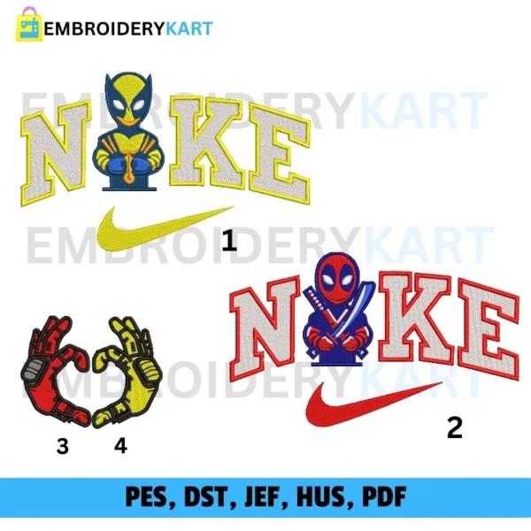 Nike wolverine X Deadpool Embroidery File ,Deadpool & Wolverine Movie