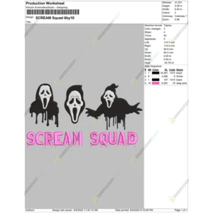 Scream Squad Halloween Embroidery design