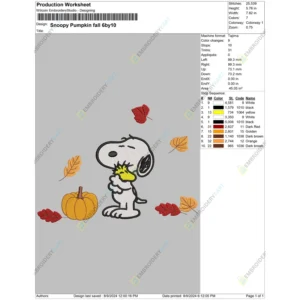 Snoopy pumpkin Halloween Embroidery file