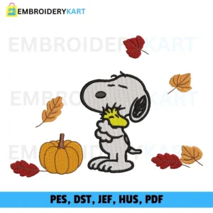 Snoopy pumpkin leaves Embroidery file