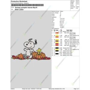 Snoopy on Pumpkin Halloween Embroidery file