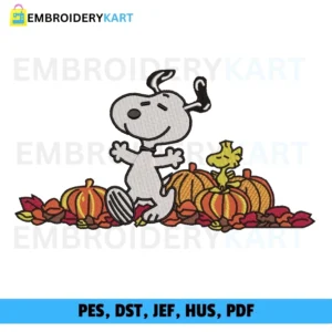 Snoopy on Pumpkin Embroidery file