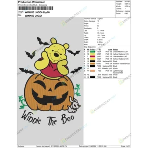 Pooh Pumpkin Halloween Embroidery design