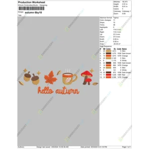 Hello autumn Halloween Embroidery file