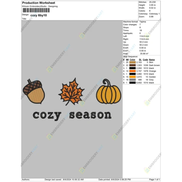 Cozy Season Halloween Embroidery file