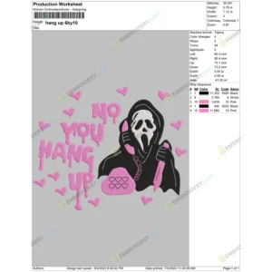 Scream No you hang up Embroidery File