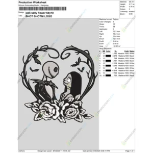 Jack And Sally Heart Halloween Embroidery file