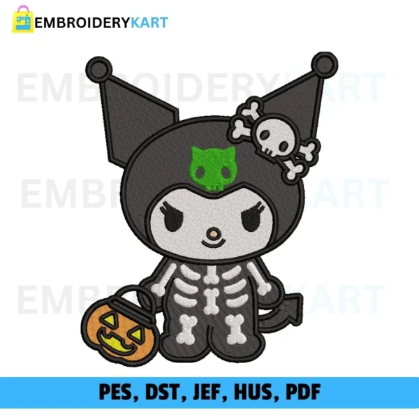 Hello Kitty skeleton Kuromi Embroidery file