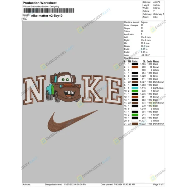 Nike Mater Embroidery design