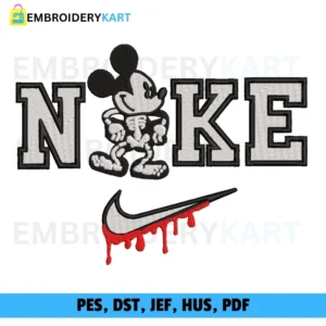 Nike Mickey Skeleton Halloween Embroidery file