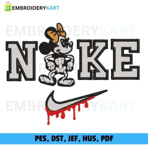 Nike Minnie Skelton Halloween Embroidery file