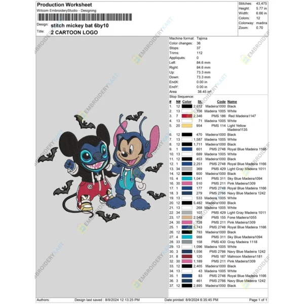 Mickey And Stitch Halloween Embroidery file