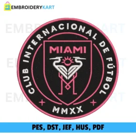 Inter Miami Team Logo Embroidery Design