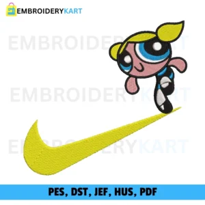 Bubbles Powerpuff Girl Swoosh Embroidery Design