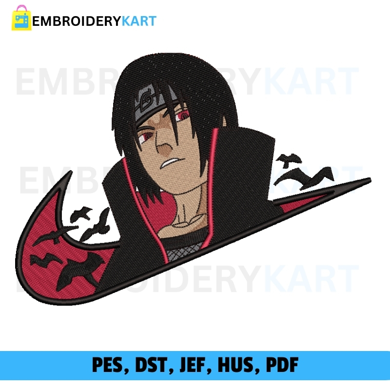 Uchiha Itachi Swoosh Embroidery Design