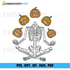 Pumpkin Skeleton Halloween Embroidery design