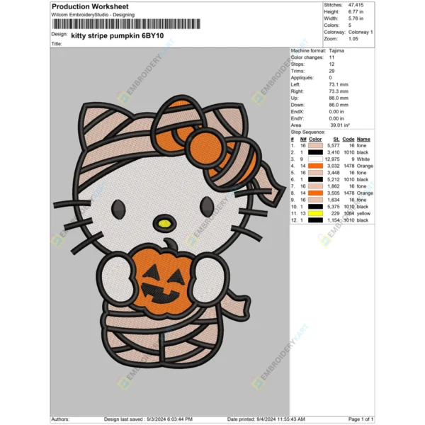 kitty stripe pumpkin 6BY10