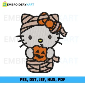 Hello Kitty stripe pumpkin Embroidery design