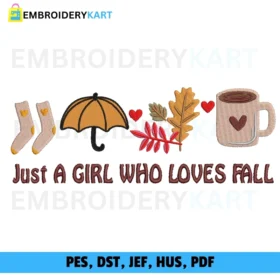 GIRL WHO LOVES FALL Halloween Embroidery design