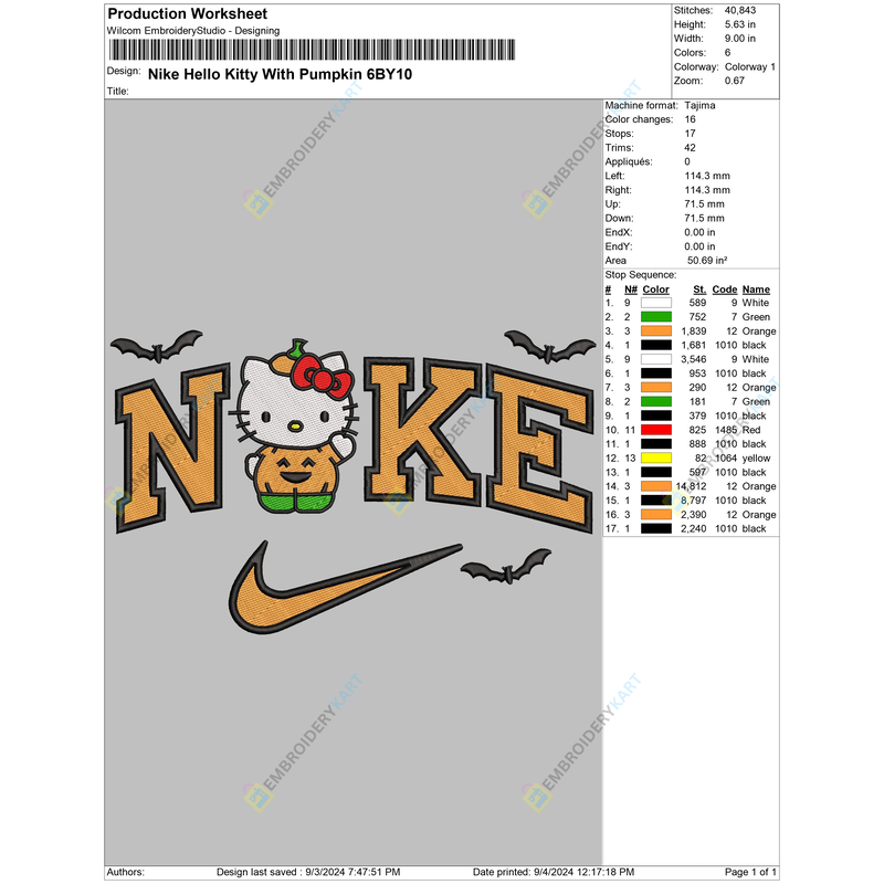 Nike Hello Kitty With Pumpkin 6BY10
