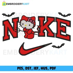 Nike Hello Kitty devil Halloween Embroidery design