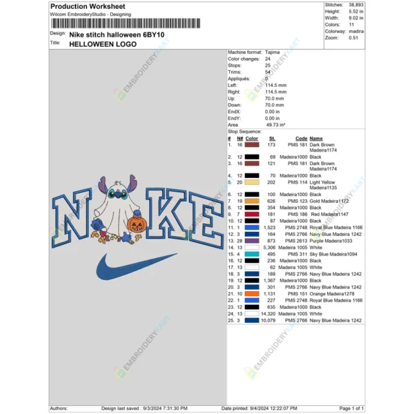 Nike stitch halloween 6BY10