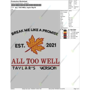 ALL TOO WELL taylor 6by10