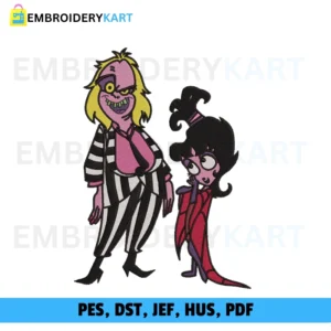 Beetlejuice and Lydia Deetz Halloween Embroidery design
