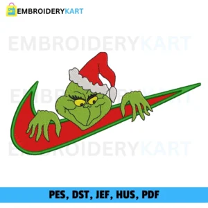 Grinch Swoosh Christmas Embroidery design