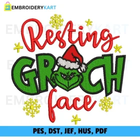 Grinch face Christmas Embroidery design