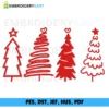 4 Tree Christmas Embroidery design