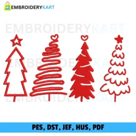 4 Tree Christmas Embroidery design