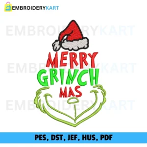 Merry Grinch Christmas Embroidery design