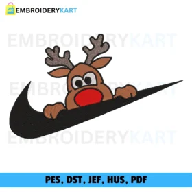 Reindeer Swoosh Christmas Embroidery design