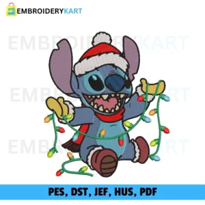 Stitch lights Christmas Embroidery design