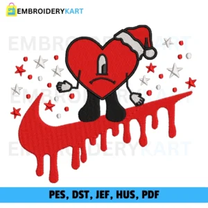 Swoosh heart Christmas Embroidery design