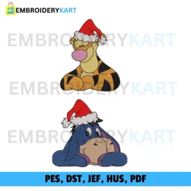 Tiger and eeyore Christmas Embroidery Design