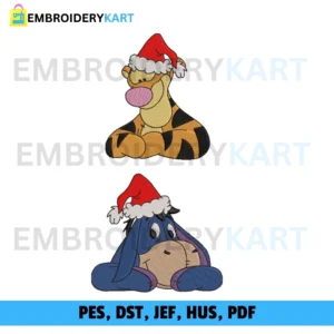 Tiger and eeyore Christmas Embroidery design