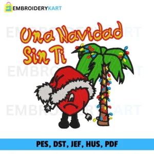 Una heart tree Christmas Embroidery design